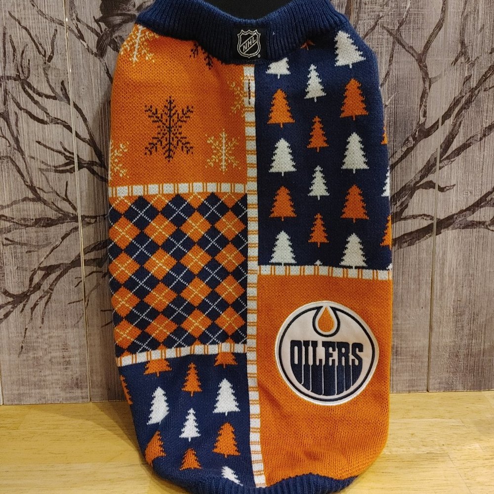 Edmonton Oilers Dog Christmas sweater